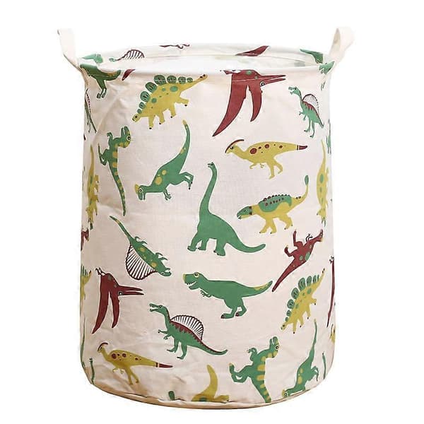 Large Foldable Waterproof Fabric Laundry Basket with Handles, Boys' Laundry Hamper with Dinosaur Motif