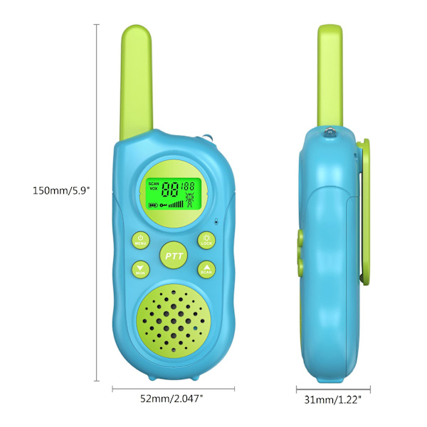 Walkie Talkies för Barn 3-12 År, 22 Kanaler 2-Vägs Radio Leksaker med Bakgrundsbelyst LCD-ficklampa 3 Mil