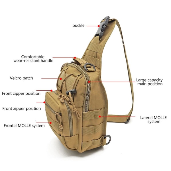 Mænd Tactical-rygsæk Udendørs brystpakke Skulder-slyngetaske Praktisk sportstaskeJungle Digital