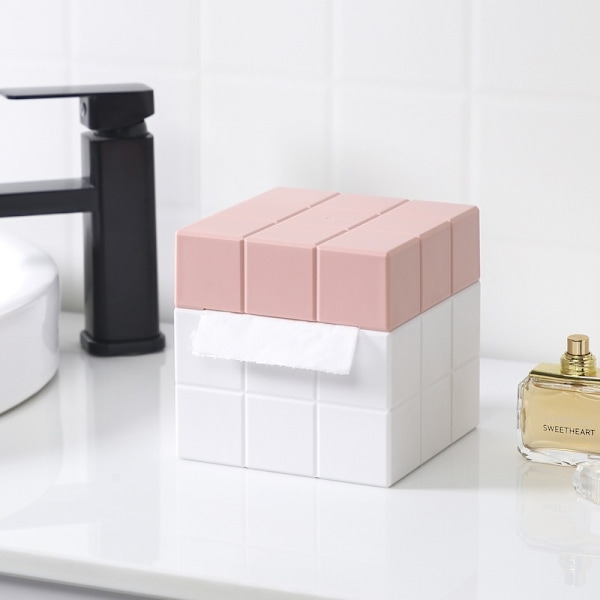 Pink Hvid Firkantet Læder Vævsæskeholder, Papir Vævsæske Dæksel, Pumpende Papir Dispenser, Magisk Serviet Holder