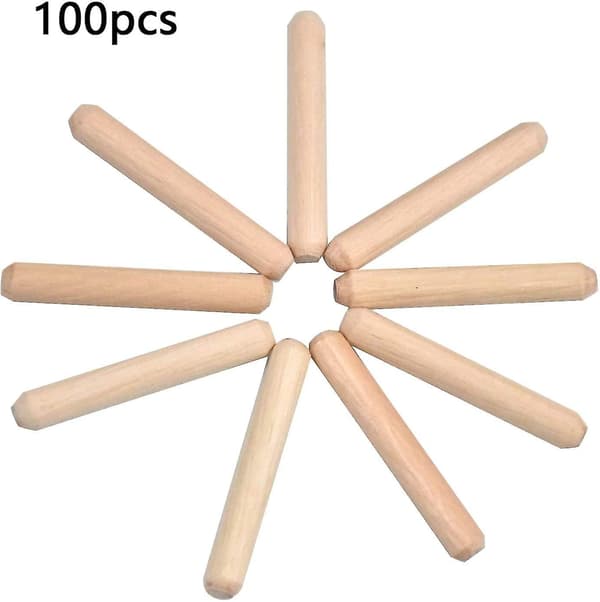 100-pakning riflede treplugger koniske treplugger bjørkeplugger 6 mm x 40 mm