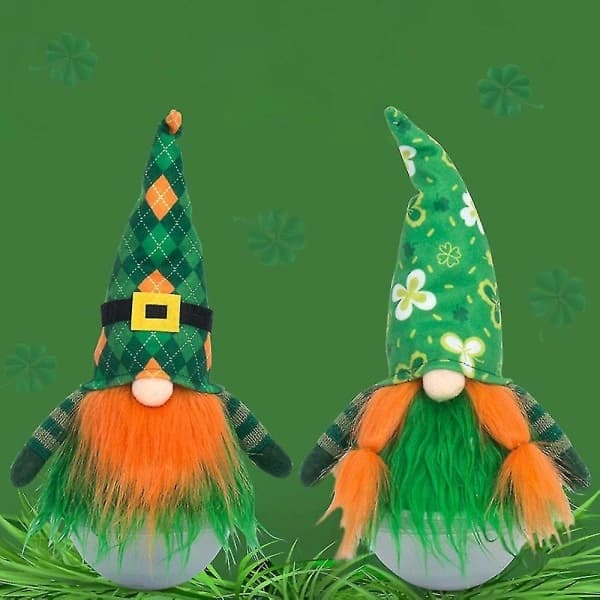 HA-St. Patrick's Day Gnome Plush Elf Decorations, Table Decoration, A Shelf