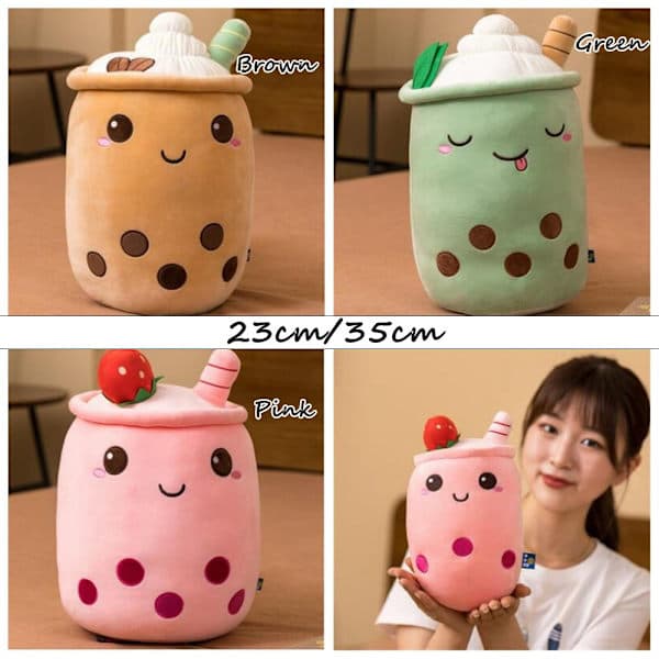 Soft Stuffed Plush Pillow Bubble Tea Boba Cup Pattern BROWN 35CM brown 35cm brown 35cm 35cm brown