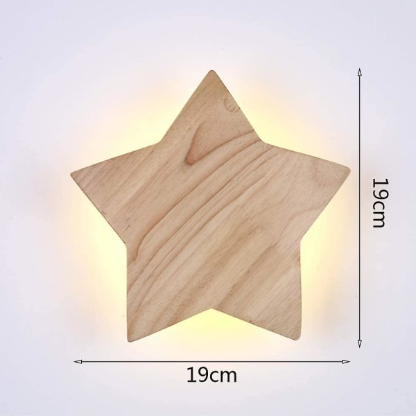 Led Wood Star Vägglampa Modern Kreativ Tecknad Vägglampa Nattljus Sänglampor Kompatibel med Baby Barn Sovrum Vardagsrum Trappor Dekoration