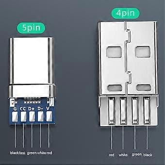 USB-liitin 2.0 USB 4Pin/Type C 5Pin 90 asteen portti Juota USB-korjausvaihtoadapteri Piirilevy PCB-sovitin vasen Mini USB -pistoke left Mini USB plug