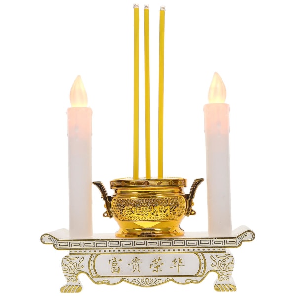 Household Decor Led Incense Burner Retro Buddhist Decor Thai Buddhist Accessories26X18.5X6.5CM