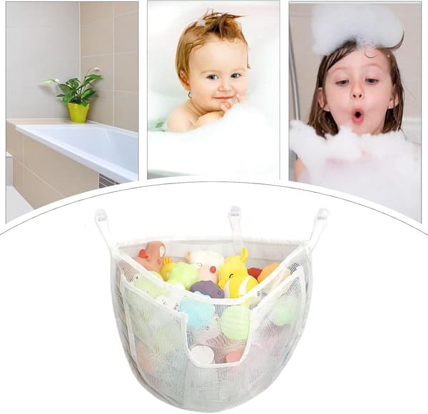 Badelegetøjsopbevaring, Badelegetøjsorganisator - Kurv med stor kapacitet til baby-/børnebruserum/hjem