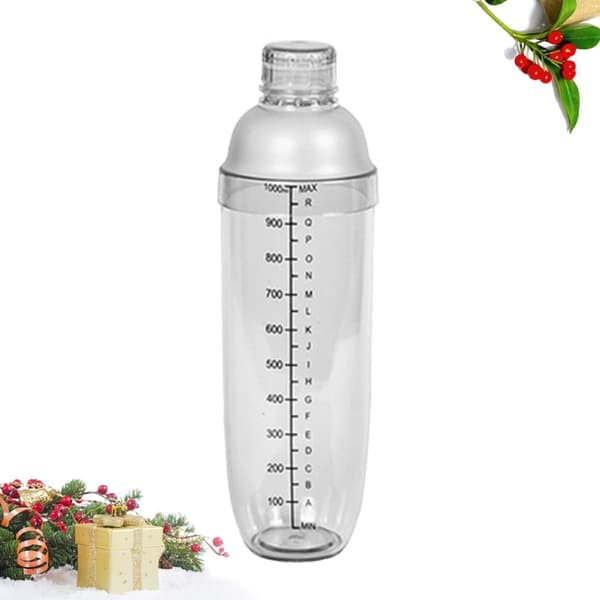 1000 ml vit cocktailshakerkoppmixer med PC-kropp och skala