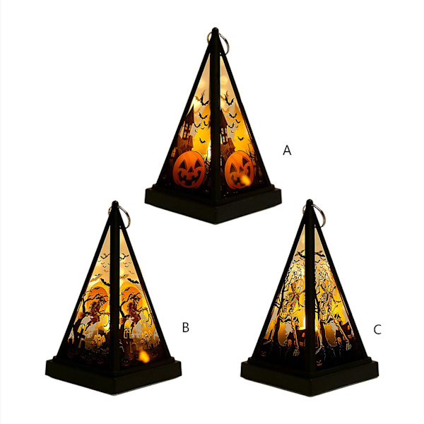 Græskar Halloween LED Lys Tote Taske Natlys Græskar Hexe Kranium LED Lys Ornament Græskar