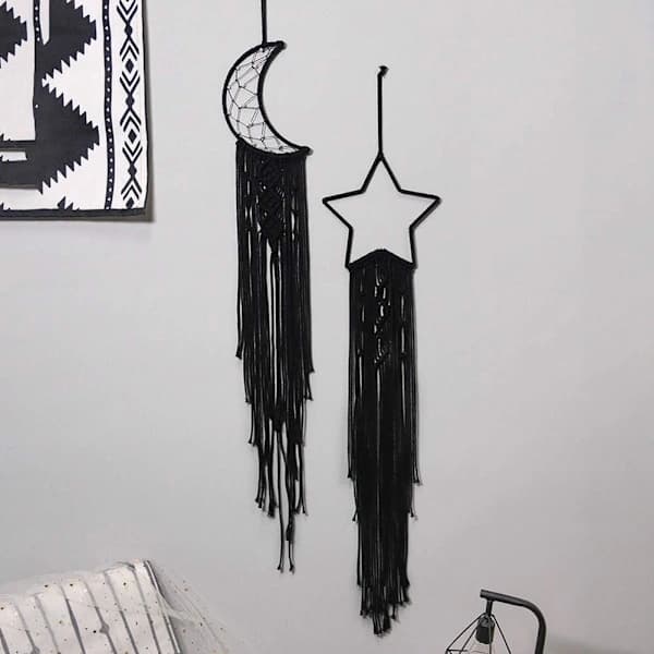 Black Dream Catcher Handmade (Moon) - Large Dream Catcher