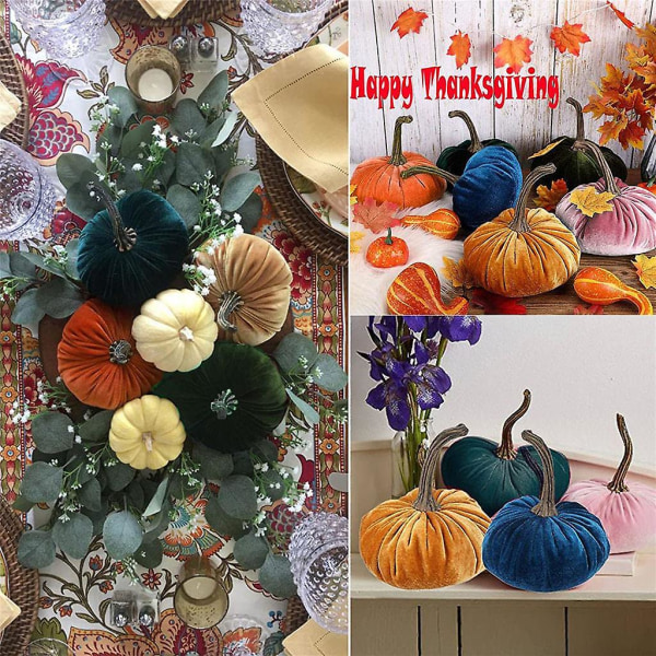 6 Tums Handgjord Sammetspumpa Topp Super Mjuk Pumpa Halloween Pumpa Ornament Guld