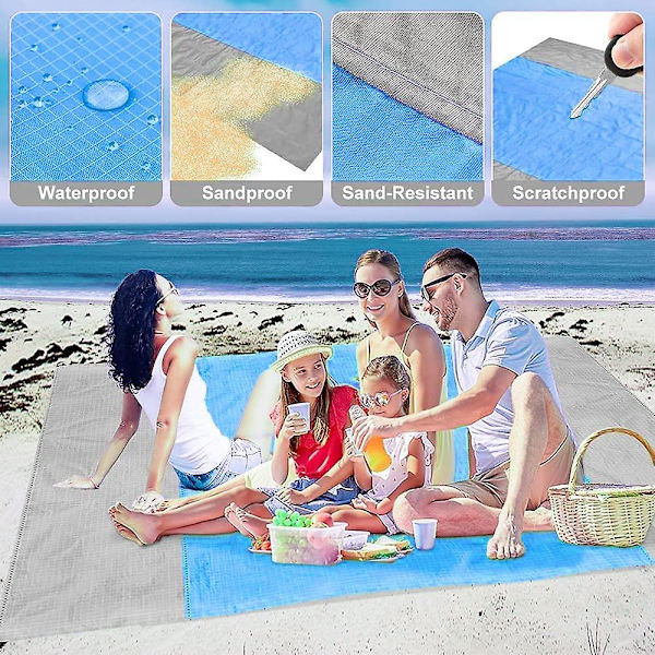 Strandtæppe, 79'83' Picnic Tæpper Vandtæt Sandtæt Overstørrelse Tæppe Til 4-8 Voksne, Bærbar Vandafvisende Blød Hurtigtørrende Nylon, Udendørs Tæppe