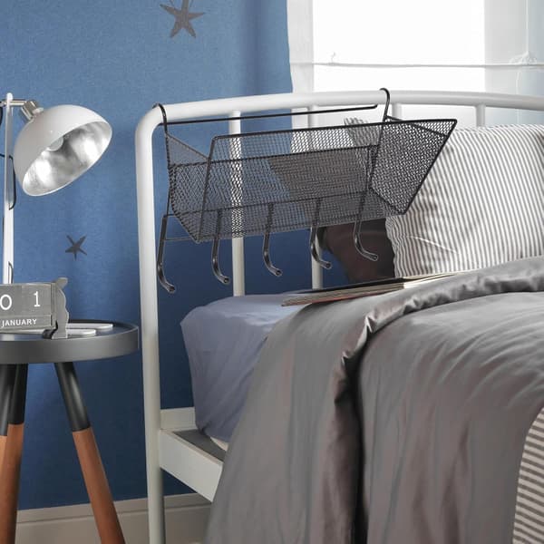 Dorm Bedside Basket Large Capacity Storage Black Iron Storage Holder