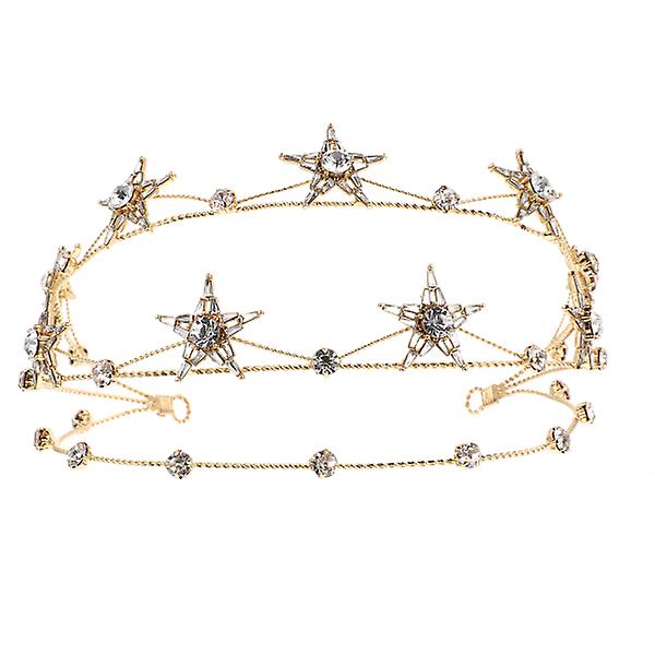 Alloy Stars Goddess Crown Pääpanta Morsiamen Pääkoriste Tiara Hääasuste Kulta 15x13cm Golden 15x13cm