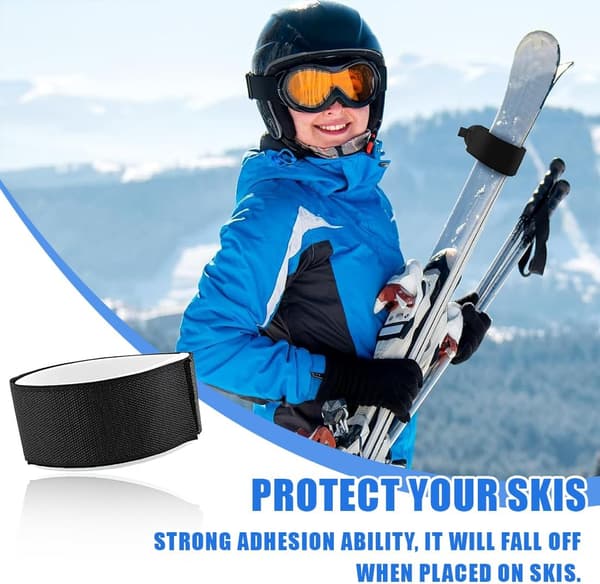 5x48CM 6 Pieces Ski Strap Ski Brake Holder Ski Fastener Snowboard Binding Straps Adjustable Ski Holder Strap Nylon Fixing Band for Snowboard Mou