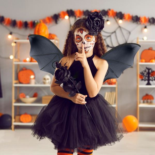 Sort Ving Kostume Tilbehør: Djævel Cosplay  Dress Up Outfit Til Halloween Mardi Gras  Festforsyninger Foto Props Trådnet Sort