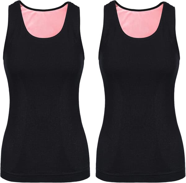 2 stk. termisk tanktopp for kvinner, fleecefôret | Svart Medium Black Medium