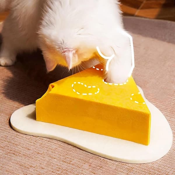 Cat Scratching Post - An interactive pet scratching post with cheese design - a durable pet toy suitable for small, medium, and large cats.