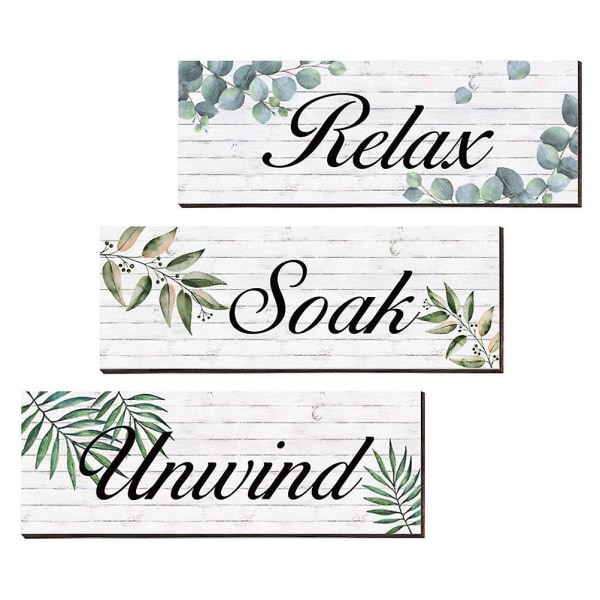 Decor Home Soak Dørskilt Relax Soak Unwind Tre Skilt Bad Plak Nautisk Tre Skilt Grønn 29X10X1CM