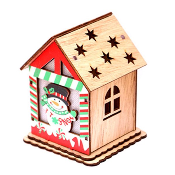 LED Log Cabin Log Hus Julepynt Snemand Hjorte Julemand Ornament F