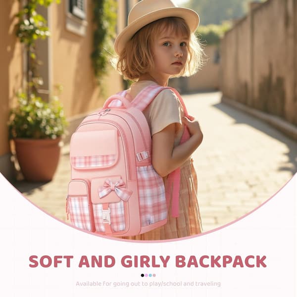 Girls' Backpack, School Bag, Kids' Backpack with Multiple Pockets, Black Bow.