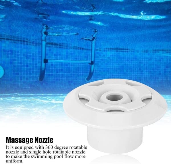 2 tommer 360° drejelig hvid rund massagedyse til pool, spa-tilbehør, poolreturdyse