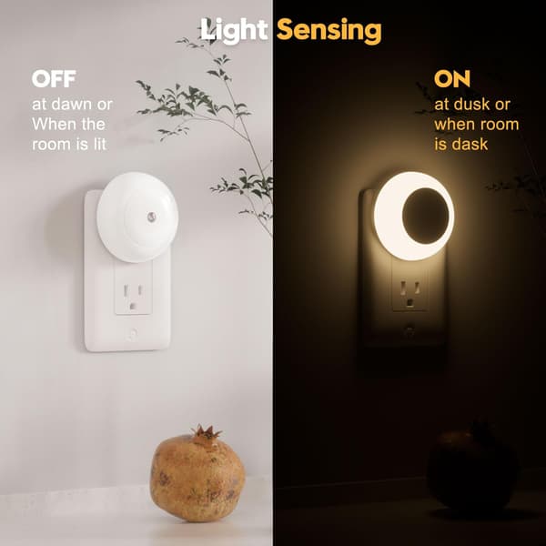 Nattlampa med sensor, 2-pack, varmvit LED-nattlampa för babyrum, barnrum, sovrum, dag- och nattsensor