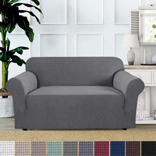 Stræk Sofa Betræk Møbelbeskytter Settee Frakke Blød Med Elastisk Bundchecks Fleece Universal Ensfarvet Sofa Betræk Lysegrå 140x180cm Light grey 140x180cm