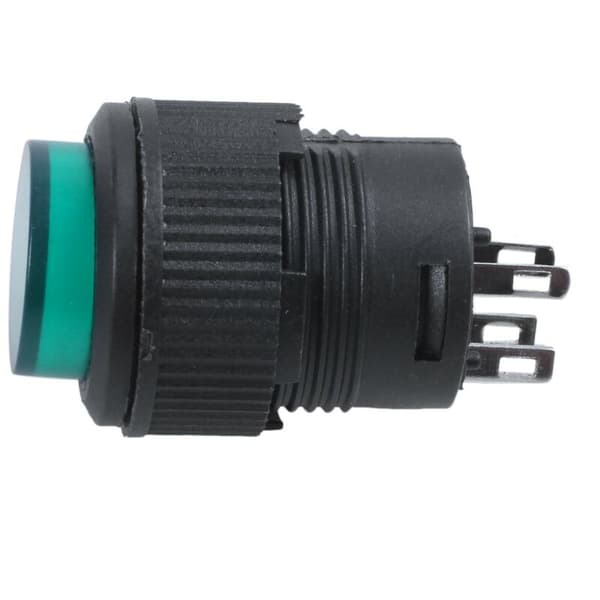 2 st 4 Terminaler Grön LED-lampa Momentan Tryckknappsbrytare DC 3V