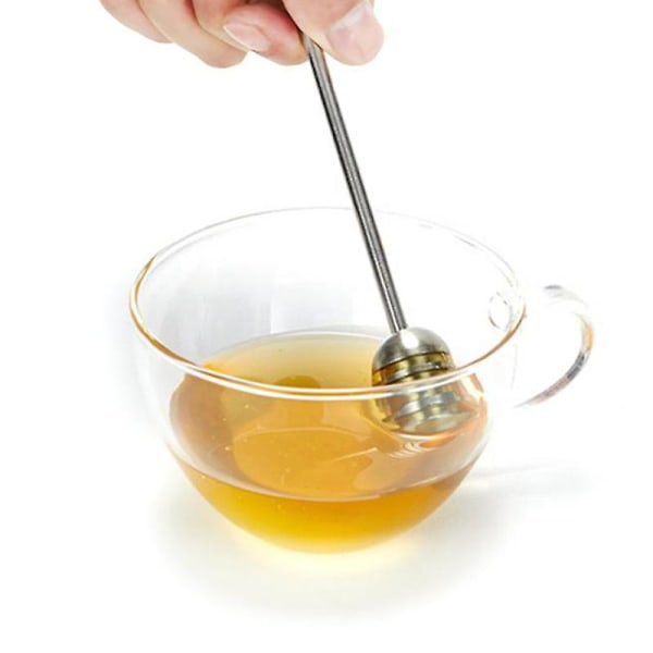 Ruostumattomasta teräksestä valmistettu hunajasekoitinlusikka ruosteenestosekoitintyökalu hunajahillopurkkien annosteluun (1 kpl, hopea)