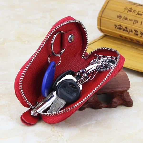 Crocodile Leather Key Case with Four Key Ring Functions, Home Key Pack, Quick Release Button, Car Key Case (Orange)