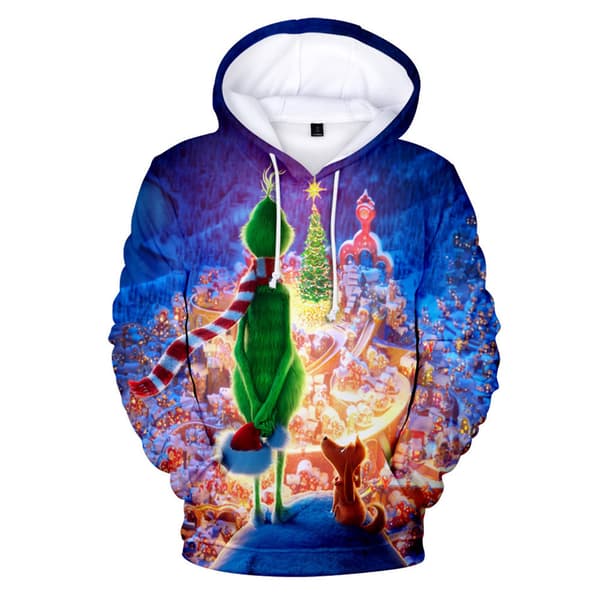 Herr Grinch Hettegenser 3D-trykt genser Julehettegensere C-FM- C M C M