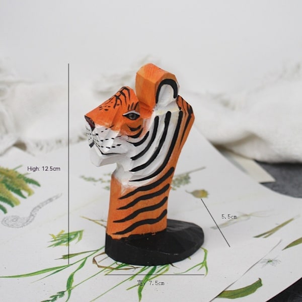 Håndlaget treutskjæring Brille Stativ Brilleholder Solbriller Display Stativ Hjemmekontor Skrivebord Dekor Gave (Tiger)