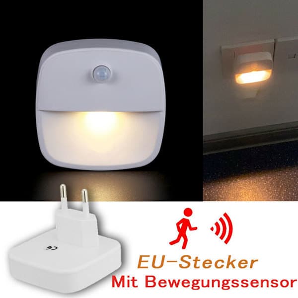 LED-natlampe med bevægelsessensor til stikkontakt