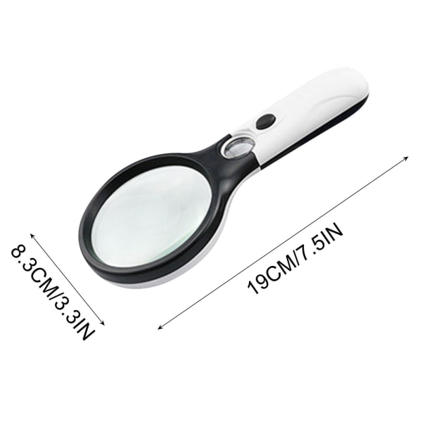 LED-lys Håndholdt Forstørrelsesglas Lupe Observationsboks Med Skala Inspektionsfrimærker C B
