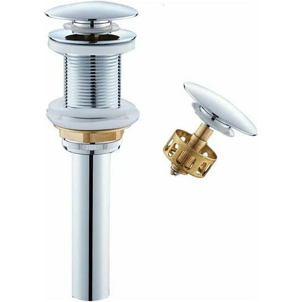 Sink Drain, Pop-up Drain System, Drain without Overflow, Universal Sink Drain, Chrome-plated Brass Sink Drain, 1 1/4\" Thread