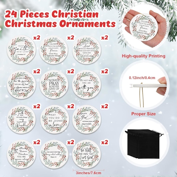 24 stk. kristne julepynt til kvinder