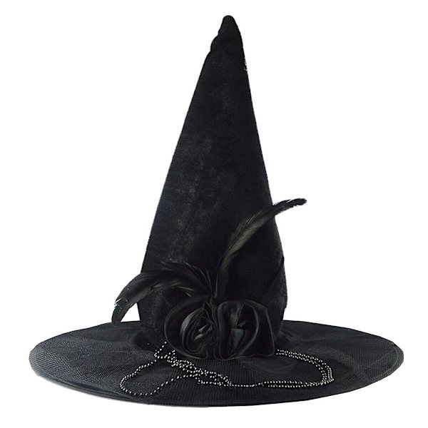 Halloween-noita- ja velhohattu, naamiaiskostyymi, päänpäällinen, paholaisen hattu, cosplay-rekvisiitta, koriste, tarvikkeet, aikuiset naiset ja miehet, Corner rose