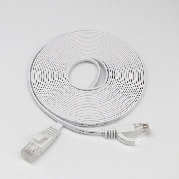 RJ45 Ethernet nettverkskabel Flat Patch Router Interessant Lot Hvit 3m
