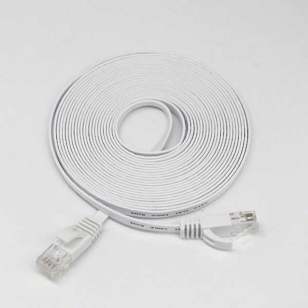 RJ45 Ethernet Netværks LAN-kabel Flad Patch Router Interessant Lot Hvid 3m