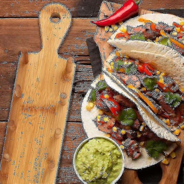 Taco Hållare Ställ, Taco Hållare Ställ i Bambu Bricka Rymmer Upp Till 8 Tacos Var, För Servering Av Tacos