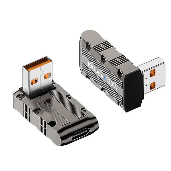 90 graders USB til USB C-adapter Type C hun til USB han-konverter USB-opladningsadapter 10 Gbps 120W til bærbar telefon Front Side bend Front Side bend