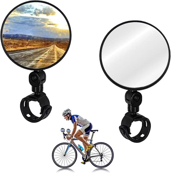 2-pack Universal Bicycle Handlebar Mirrors, Swivel Reflector, Handle
