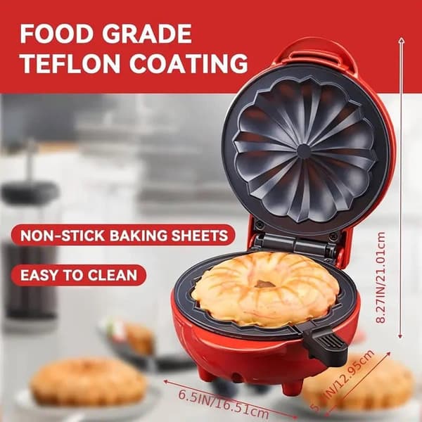 Minibakemaskin / Kakemaskin – Multifunksjonell Rask Oppvarming, Non-stick – Perfekt for Kaker, Brød
