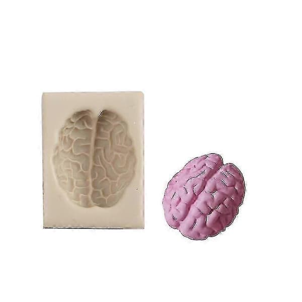 (Grey-Brain) DIY Halloween Simulation Human Organ Silicone Molds 3D Heart and Brain Fondant Cake Mold Chocolate Biscuit Polymer