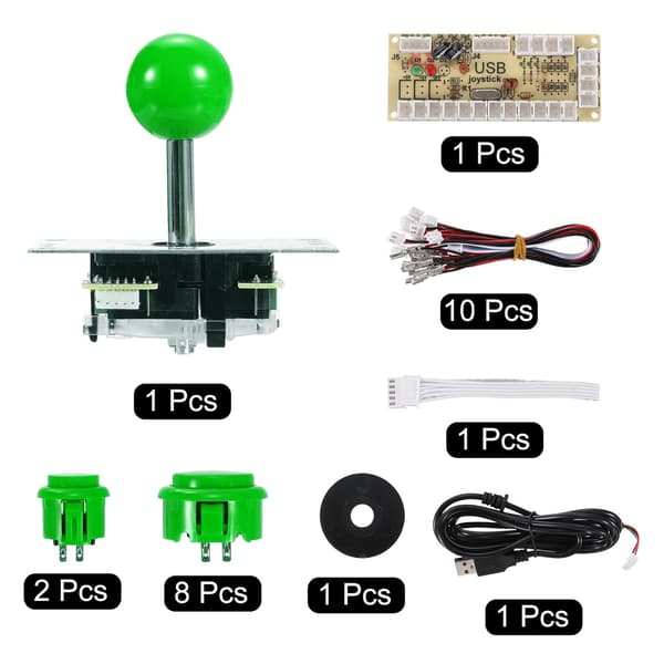 PC Joystick DIY Kit Arcade Spildele Knap ABS 5 Pin til Klassisk Grøn