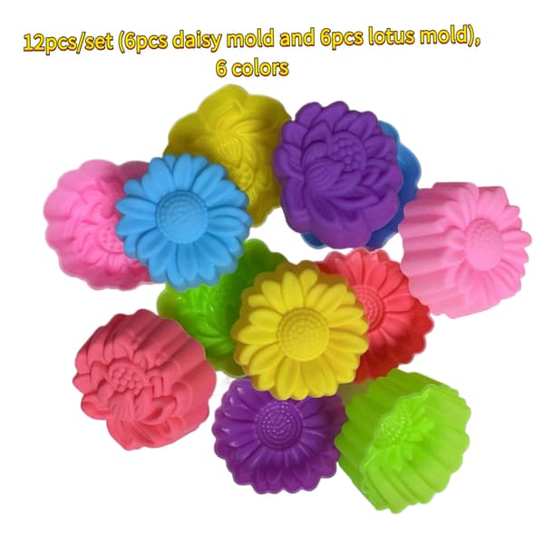 12 stk. Daisy Lotus Silikoneform Sæt 3D Design, til Lys Sæbe Resin Støbning Håndværk