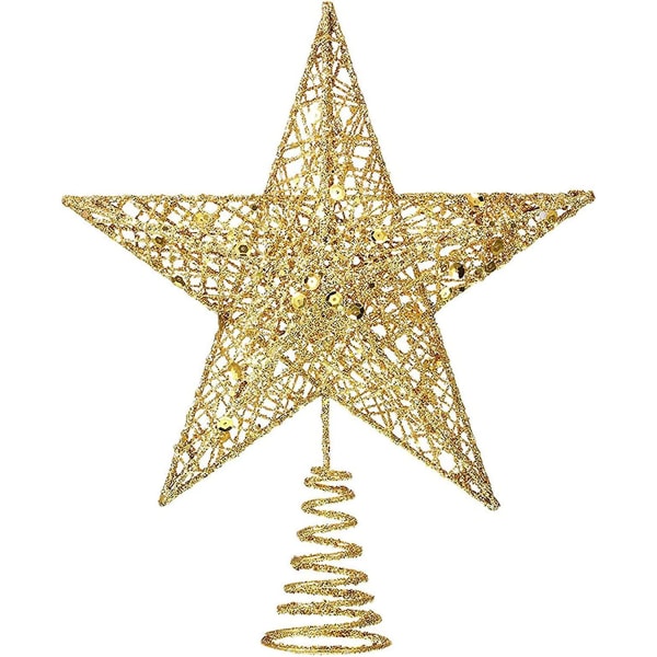 Glitter Iron Star Star Tree Topper 20cm Guld Glitter Tree Star Christmas Tree Star Golden Christmas Tree Topper Glitter Metal Star juletræ Orna