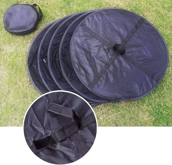 Hanging Drying Rack for Herbs, 60 cm 8-Layer Foldable Hydroponic Drying Net with Mesh, S-Hook and Storage Bag, Black (D61 cm x H155 cm)