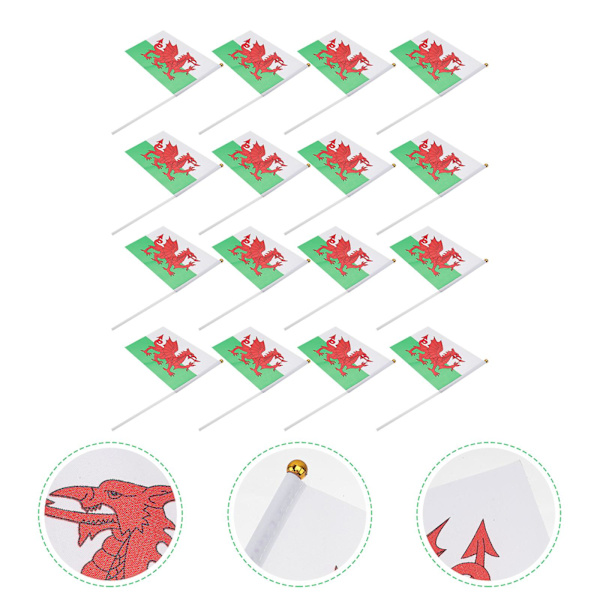 20 st Wales Handviftande Flaggor Wales Nationell Landsflagga Mini Polyester Kontorsbord & Litet Bord